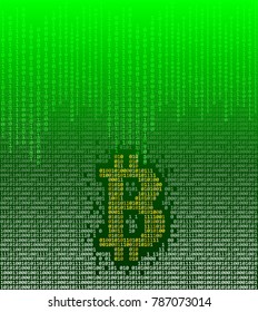 Conceptual Bitcoin Virtual Currency Symbol , Digital Currency , Black-green background Vector illustrations