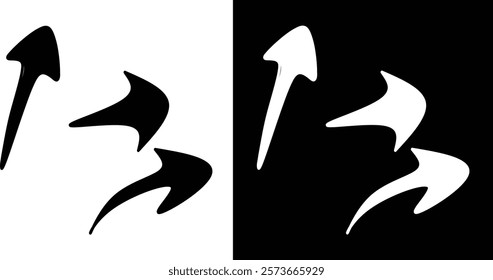 Conceptual black-and-white artwork featuring sharp, directional arrows symbolizing movement, decision-making, and contrasts. Perfect for representing themes of choice, dynamic progress, and contrastin