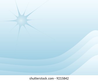 conceptual blue starburst over ocean waves