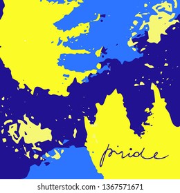 conceptual bright illustration with inspirational inscription on yellow-blue grunge background.