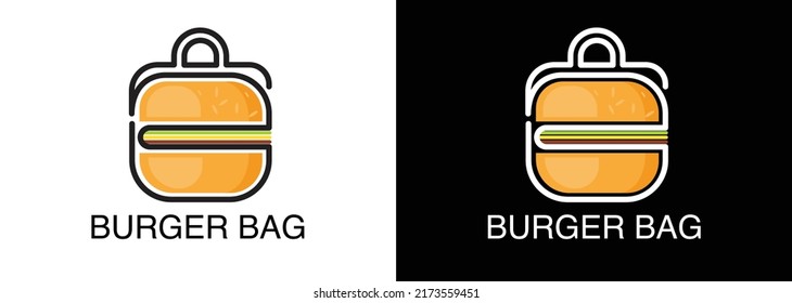 Conceptual Burger Logo Design With Symbol Of Bag