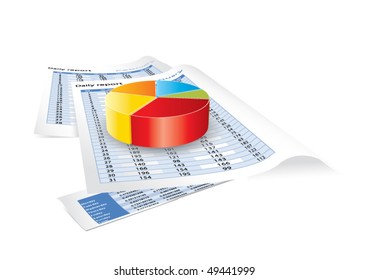 Conceptual business earnings reports and charts in editable vector format