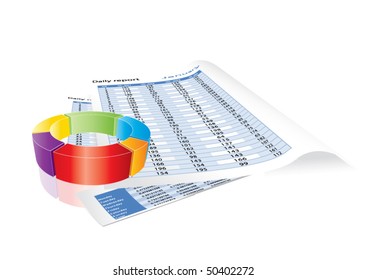 Conceptual business earnings reports and charts in editable vector format