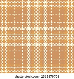 Tecido xadrez de verificação conceitual, fundo de cartão postal tartan sem costura. Textura de padrão vetorial têxtil em close-up em cor laranja e paleta de cores claras.