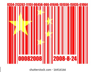 Conceptual chinese barcode isolated over white background