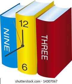 Conceptual clock made with three books