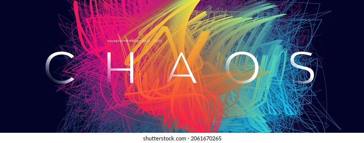 Conceptual colorful 3d chaos background. Abstract creative scribble line wave. Modern vector scratch illustration.