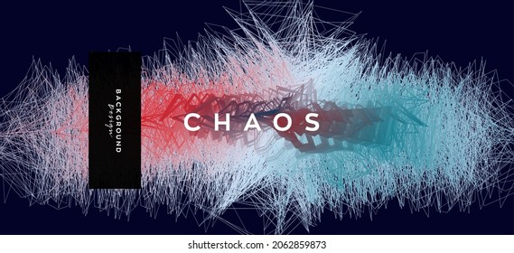 Conceptual colorful 3d chaos background. Abstract creative scribble line wave. Modern vector scratch illustration.