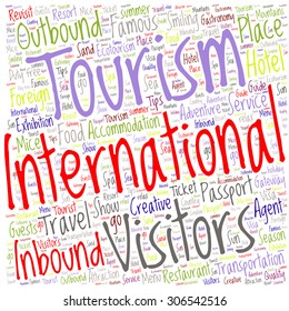 conceptual colorful travel or tourism text word 