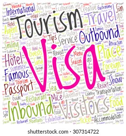 conceptual colorful travel or tourism text word 