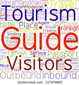 conceptual colorful travel or tourism text word 