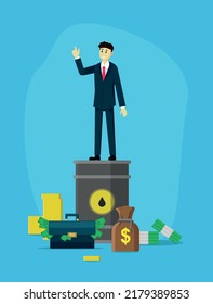 Conceptual composition with businessman and various items.