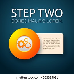 Conceptual composition with single horizontal band with round settings pictogram text caption and top title headings vector illustration