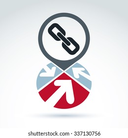 Conceptual connection icon isolated on white background. Vector segmented sign with link symbol, business and management idea.