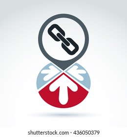 Conceptual connection icon isolated on white background. Vector segmented corporate branding sign with a link symbol, business and management idea.