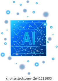 Conceptual design of an abstract artificial intelligence chip on a transparent background, with glowing lines and connecting lines