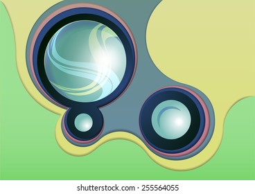 Conceptual design abstract background image or interface with circles and multi colored fields