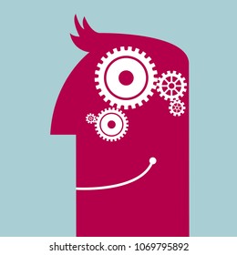 The conceptual design of artificial intelligence, the brain consists of mechanical gears.