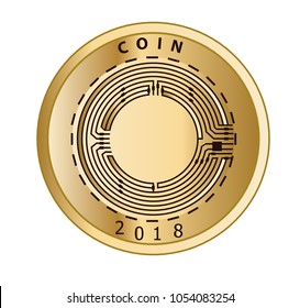 Conceptual design of a coin vector illustration golden color