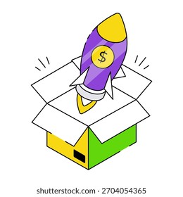 Icono de diseño conceptual del producto de lanzamiento 