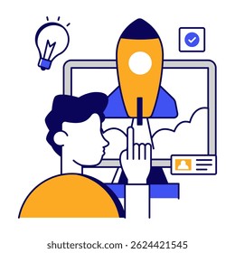 Conceptual design icon of system launch