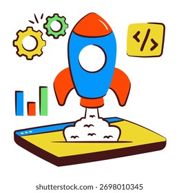 Icono de diseño conceptual del lanzamiento del Web