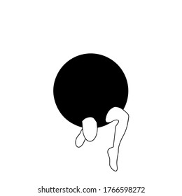 
conceptual design illustration of circular black hole and white legs appearing from inside
