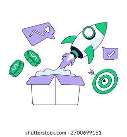 Ilustración de diseño conceptual del producto de lanzamiento