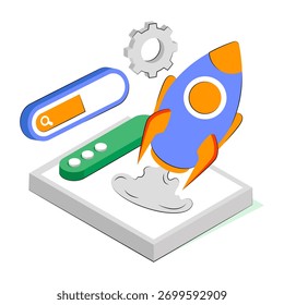 Ilustração do design conceitual do lançamento na Web