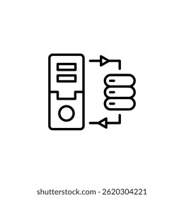 Diagrama conceitual mostrando a interação do servidor central, fluxo de dados para módulos externos