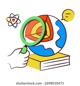 Icono conceptual del diseño del doodle de la investigación global