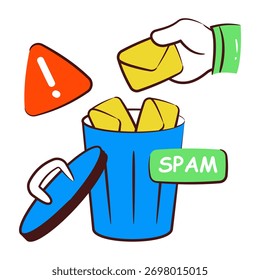 Conceptual doodle design icon of junk mail