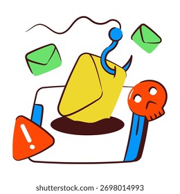Icono de diseño de doodle conceptual de phishing de correo