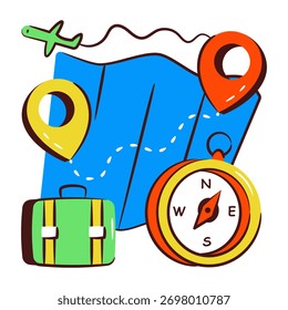 Icono de diseño de doodle conceptual del mapa
