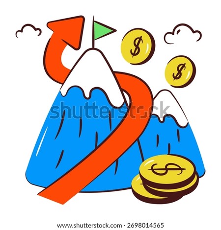 Conceptual doodle design icon of mission accomplished