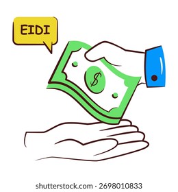 Icono de diseño de doodle conceptual de recibir Eidi