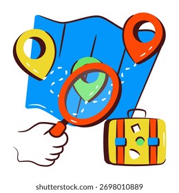 Icono de diseño de doodle conceptual del mapa de búsqueda