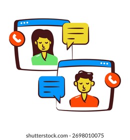 Video Icono conceptual del diseño del doodle de la comunicación