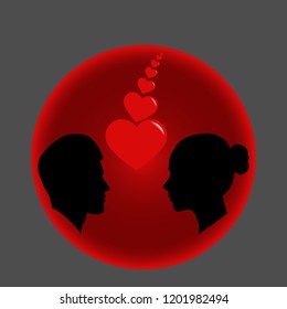 Conceptual drawing on the relationship between a man and a woman