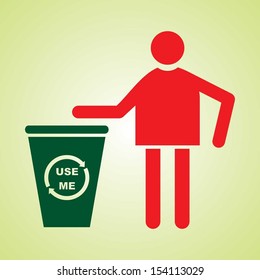 Conceptual Dustbin icon with man