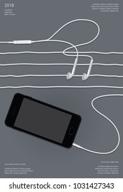 Conceptual Earphones with Telephone vector illustration