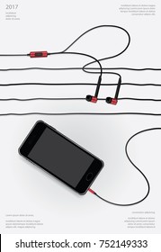 Conceptual Earphones with Telephone vector illustration