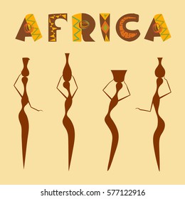 Conceptual ethnic illustration ornament and people made in flat design style. Africa day banner. Template Explore the world. Vector eps10