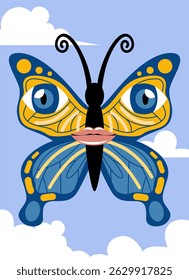 Conceptual Eyes and Butterfly Illustration