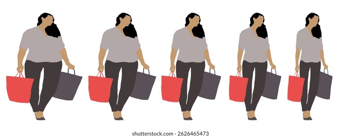 Conceptual fat overweight obese female vs slim fit healthy body after weight loss or diet on white background banner. A  fitness, nutrition or obesity, health shape illustration vector as silhouettes