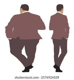 Conceptual fat overweight obese man vs slim fit healthy body after weight loss or diet, white background. A  fitness, nutrition or obesity, health care shape illustration vector as silhouettes