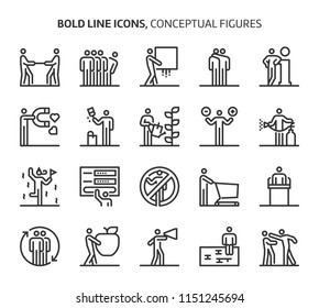 Conceptual figures, bold line icons. The illustrations are a vector, editable stroke, 48x48 pixel perfect files. Crafted with precision and eye for quality.