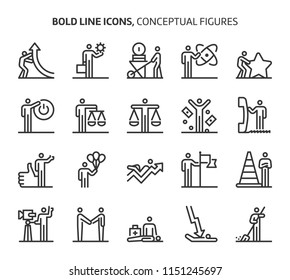 Conceptual figures, bold line icons. The illustrations are a vector, editable stroke, 48x48 pixel perfect files. Crafted with precision and eye for quality.