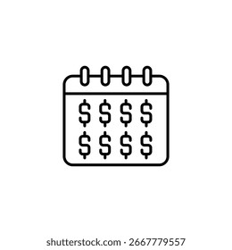 Calendário Financeiro Conceitual Exibindo o Ícone de Dinheiro e Plano de Pagamento