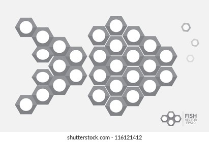 Conceptual fish illustrated with polygons. (Vector EPS10)
